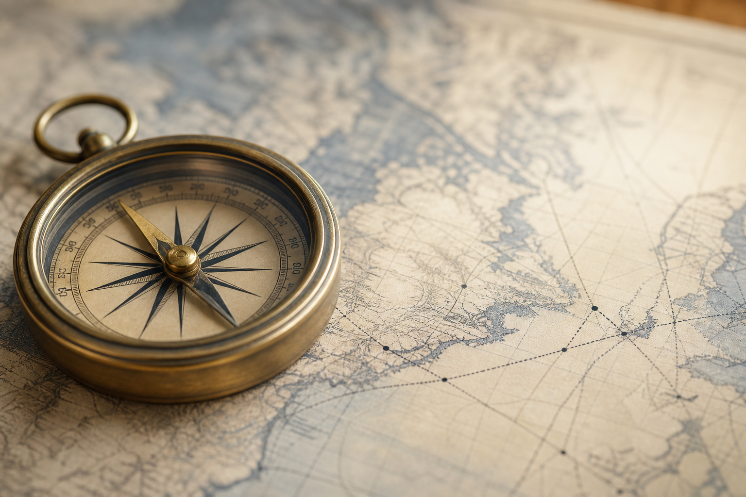 Compass on map